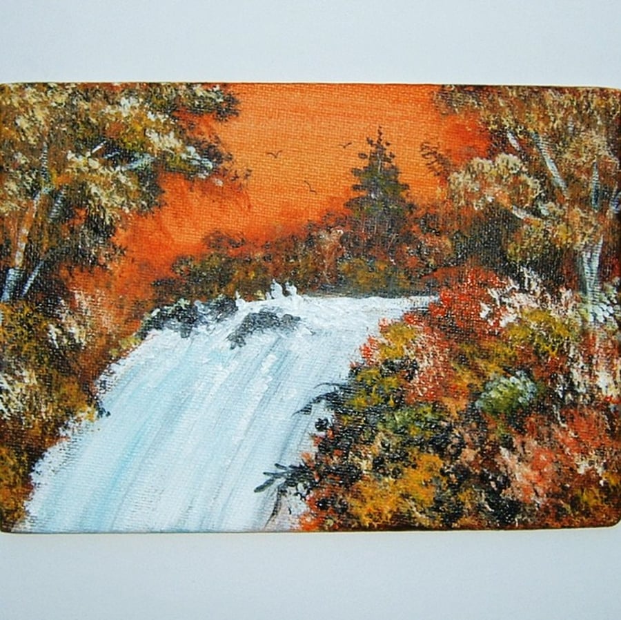 waterfall original landscape acrylic art painting ref 187