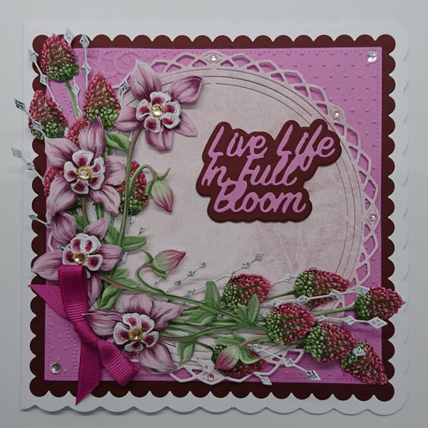 Birthday Card Kindness Live Life in Full Bloom Any Occasion Granny's Bonnet