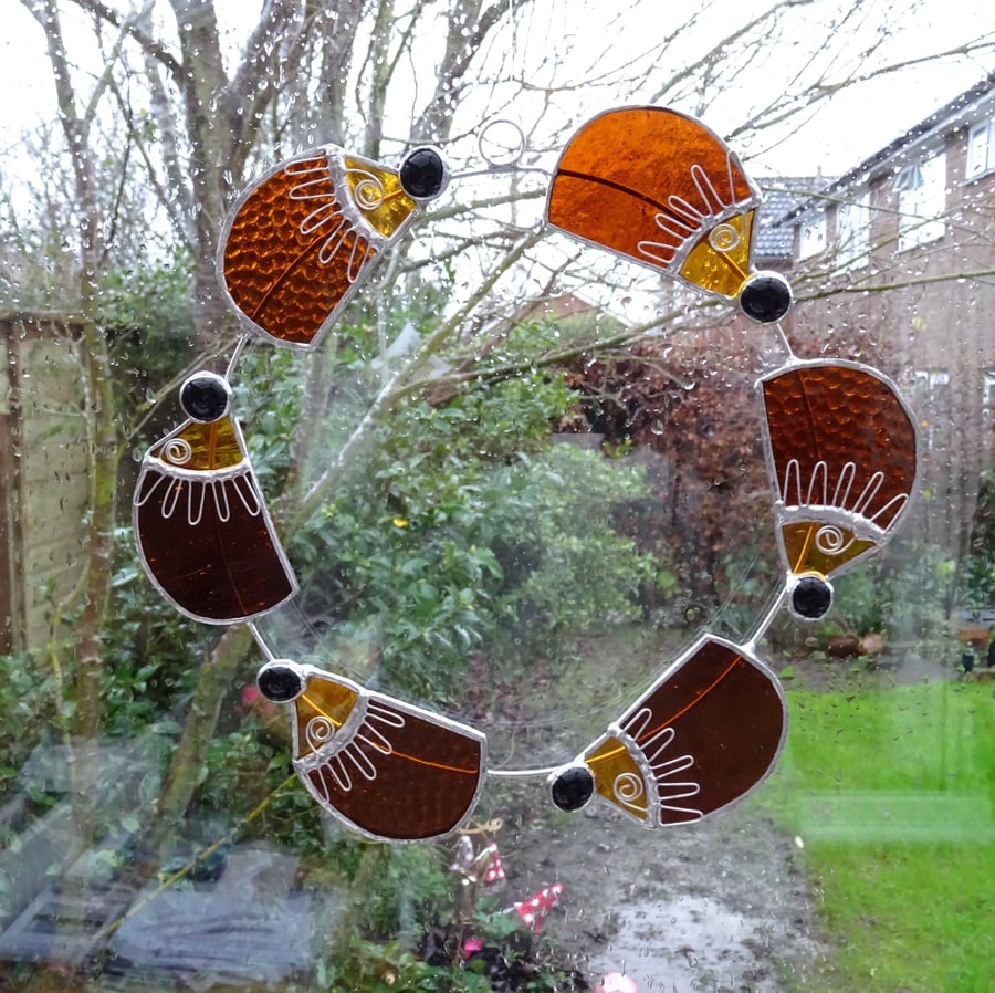 Stained Glass Hedgehog Circle Suncatcher
