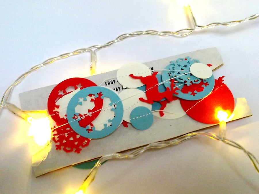 Nordic Paper Garland in Red,Robins Egg,Silver, China White,Christmas Decoration