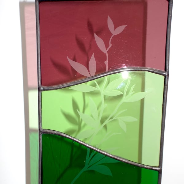 Stained Glass Etched Leaf Panel