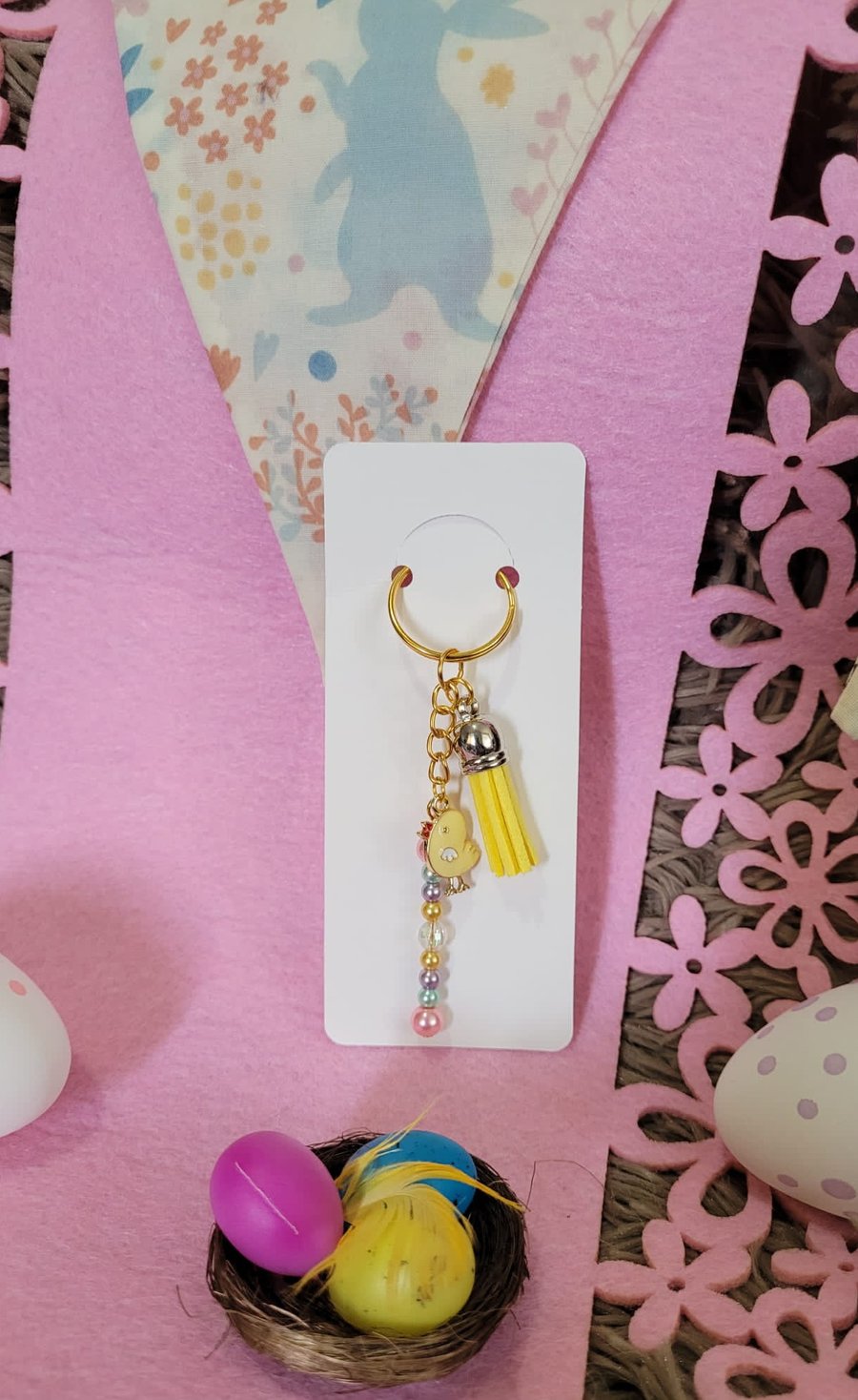 Easter Beaded Keychain - Yellow Chick