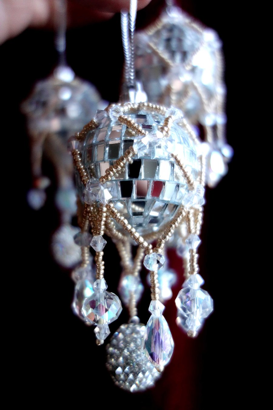 6 x Diamante  Crystal Victoriana Baubles