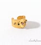 Gold Hammered Open Cuff Ring with Gemstone Details