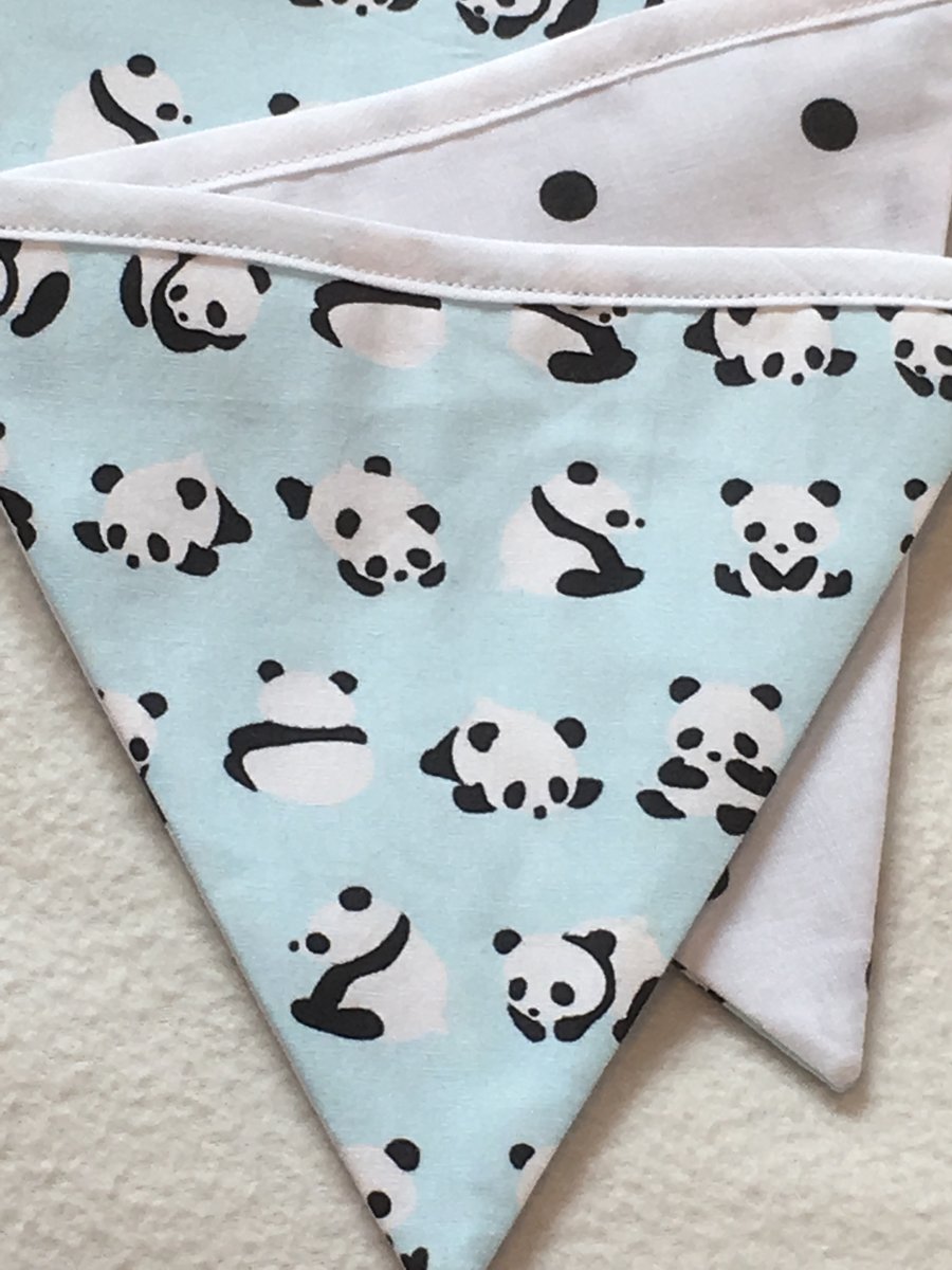 Panda, Bunting, Blue, Garland, Baby Panda, Wildlife, Animal Lover, Home Décor, 