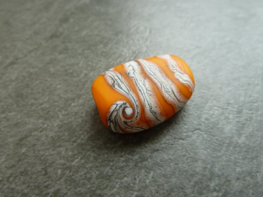 lampwork glass bead, orange beach focal
