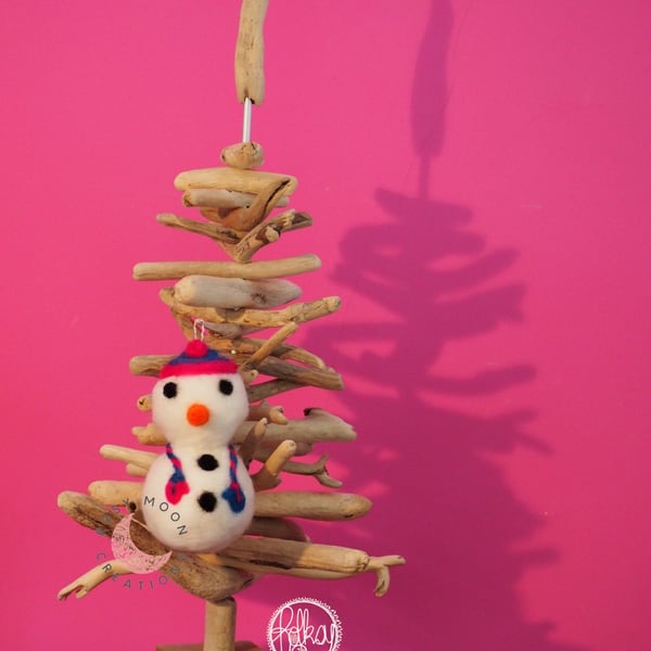Wool Felted Snowman Christmas Bauble 