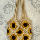 Handmade crochet granny square tote bag 
