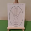 Hand Embroidered Cricket Birthday Card.