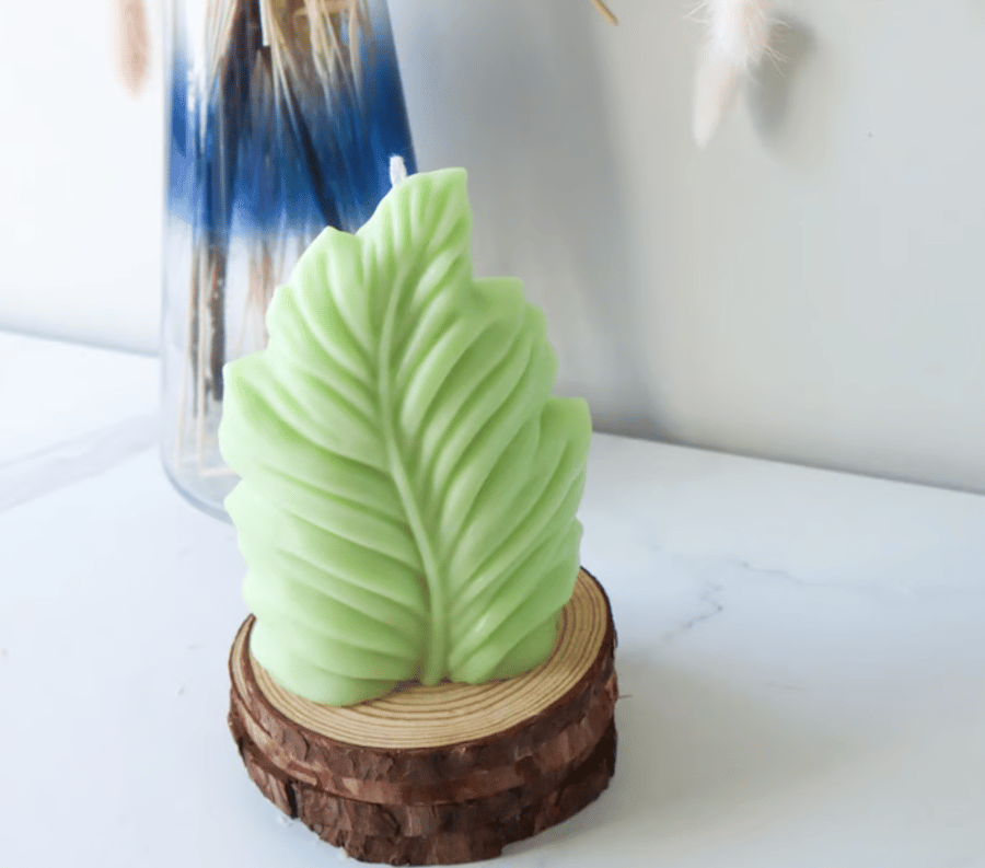 Leaf Shaped Pillar Candle 