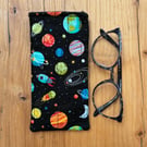 Space Print Quilted Fabric Glasses Case