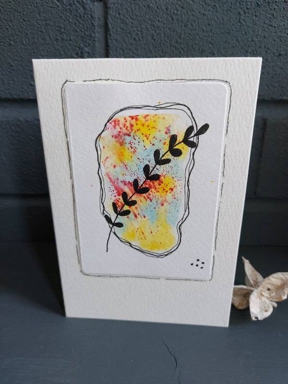 Hand-Painted Botanical Greeting Card - Watercolour & Ink