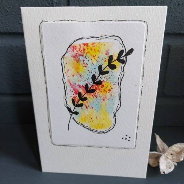 Hand-Painted Botanical Greeting Card - Watercolour & Ink