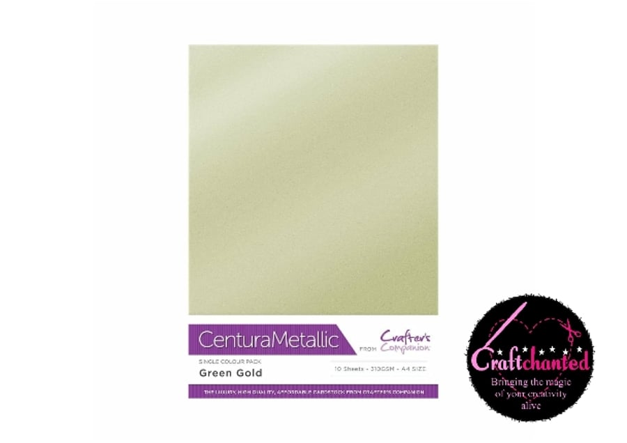 Crafter's Companion - Centura Pearl Metallic - Green Gold - A4 310gsm 10 Sheets