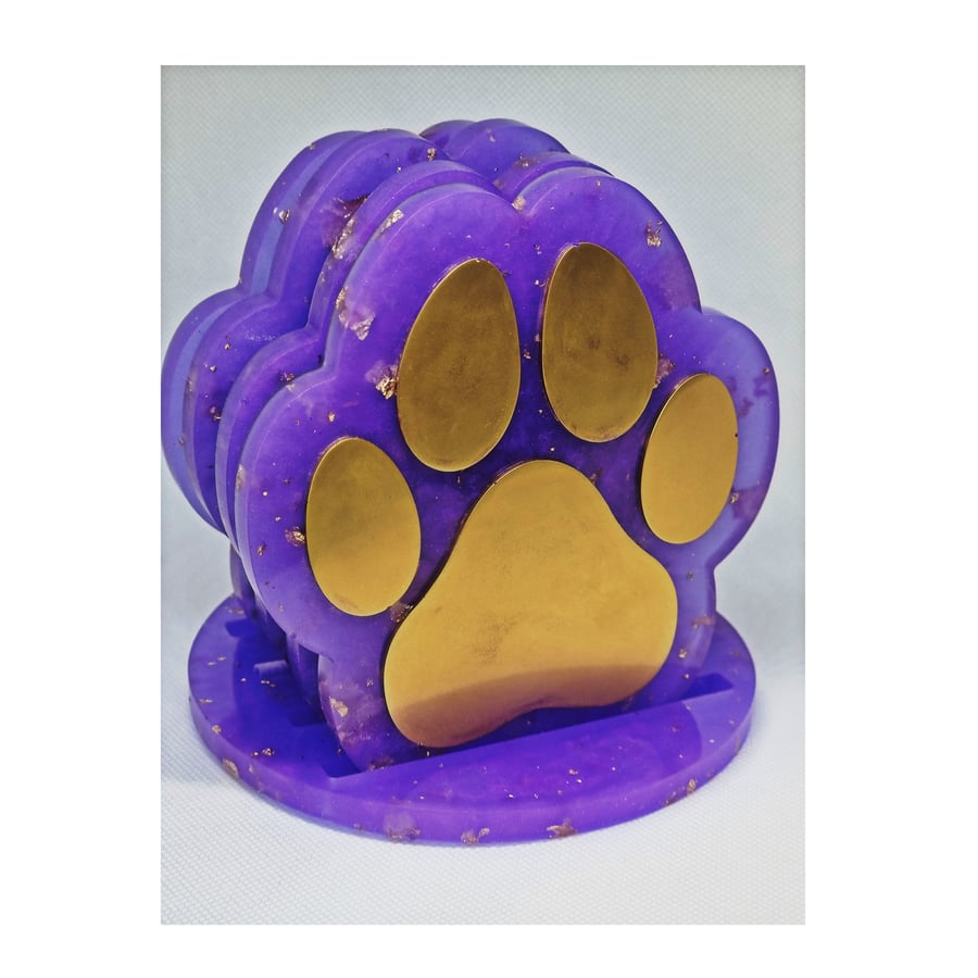 Dog Paw Resin Coasters Set Home Decor Gift Purple Gold other choice of colours
