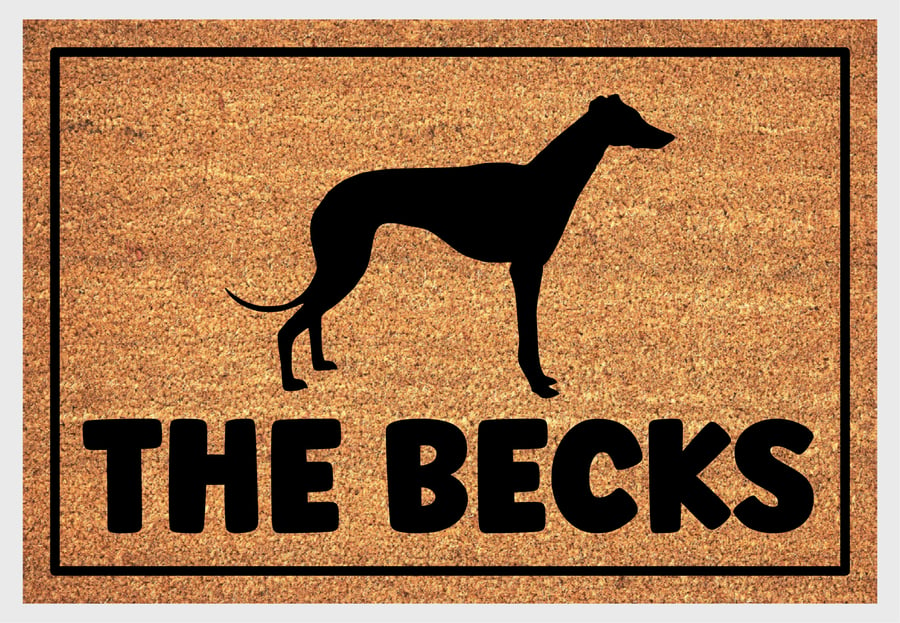 Greyhound Door Mat No.1 - Personalised Greyhound Welcome Mat - 3 Sizes