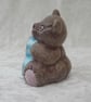 Ceramic Hand Painted Small Alphabet Brown Bear Blue Letter B Figurine Ornament. - Image 2