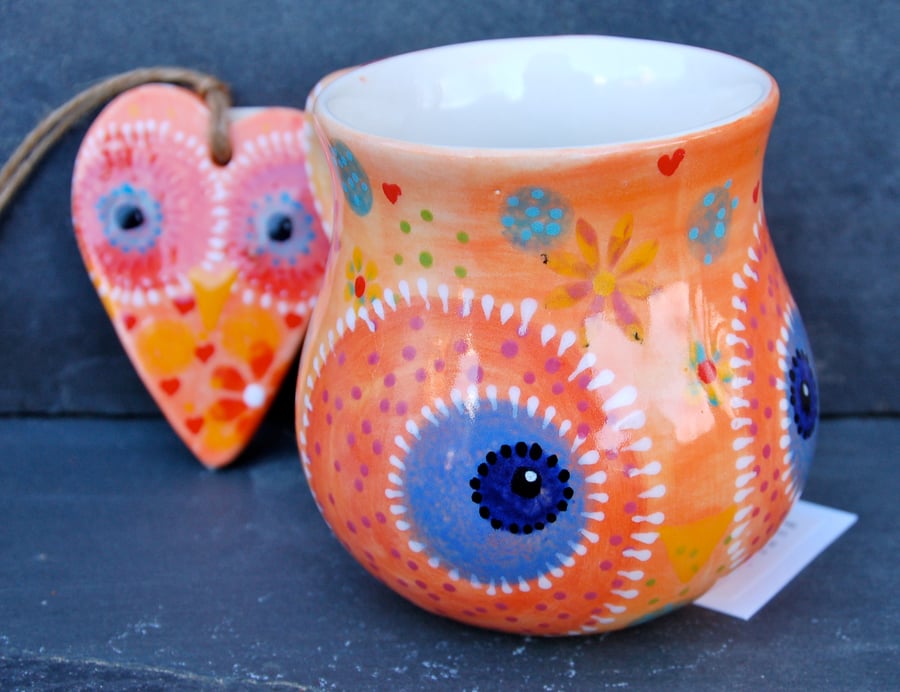 owl mug and heart