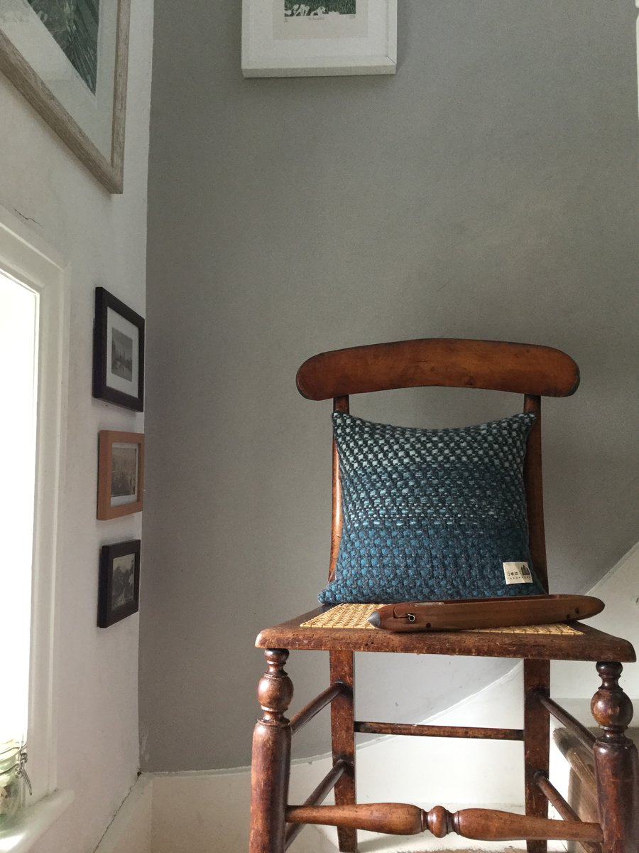 Handwoven Lambswool Block Cushion in Teal