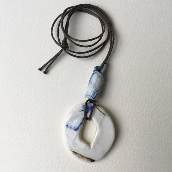Porcelain Pendant with Printed Coastal Mapping