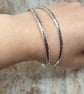 Double Curved Mini Circle Pattern Bangles Sterling Silver 925 Handmade - Image 5