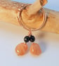 Sunstone, Onyx & Rose Vermeil Hoop Earrings, Birthday, Anniversary, Gift For Her - Image 3