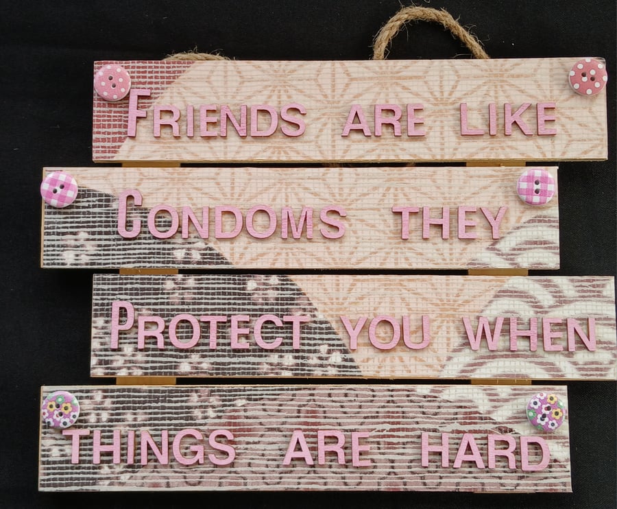 Hand decorated hanging wooden sign 