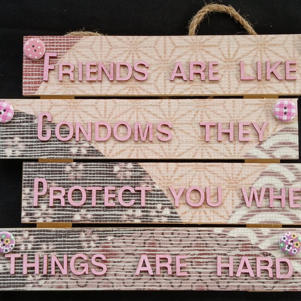 Hand decorated hanging wooden sign 