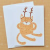 Santa's Cat - Hand Screen Printed Card