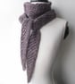 Grey Boomerang Scarf, Handspun Knitted, Merino Wool & Recycled Sari Silk - Image 2