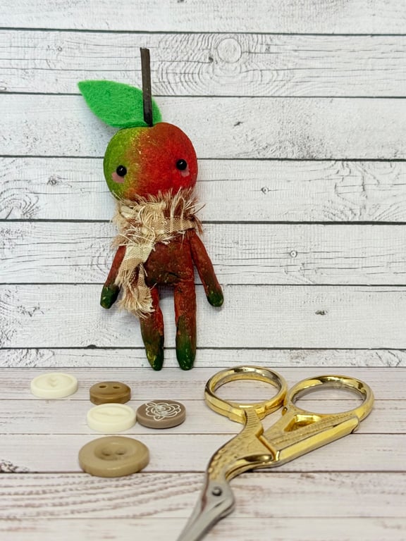 Miniature Apple Spun Cotton Art Doll
