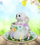 Crochet white mouse in an espresso teacup. Mouse ornament. Mouse decoration. - Image 9