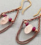 Elegant Ruby & Morganite Chandelier Earrings with Copper - Image 2