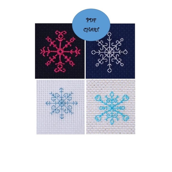 Snowflake mini Cross Stitch designs Set of 4 Download PDF Charts