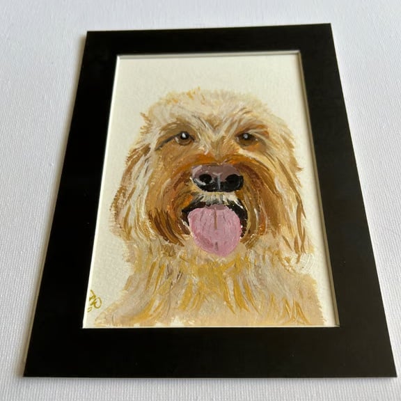 Poodle type original painting. 5x7" 