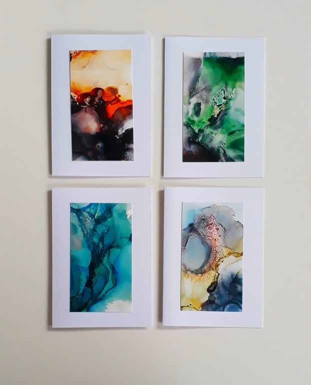 Abstract Colourful Alcohol Ink Card Pack