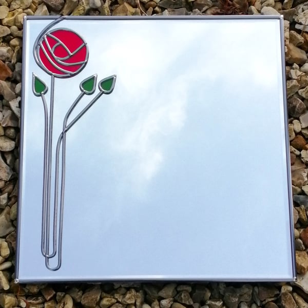 Balley Rose is a 30cm Square Stained Glass Effect Wall Mirror