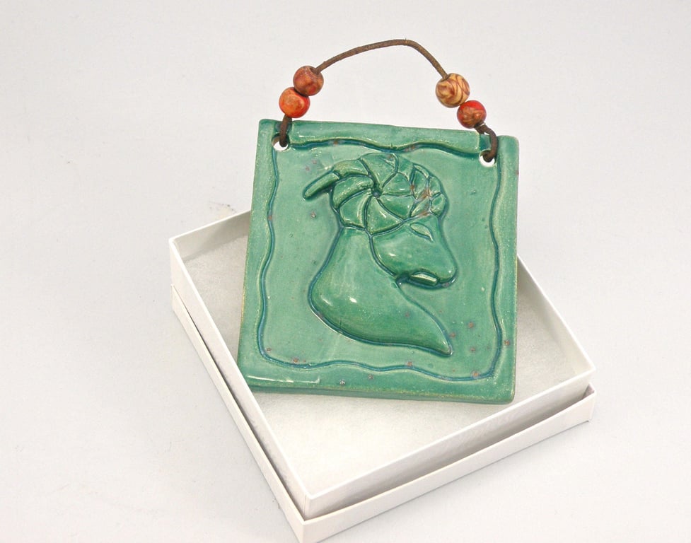 Pottery plaque Zodiac Aries birthday present March 21 - April 20 shelf ornament