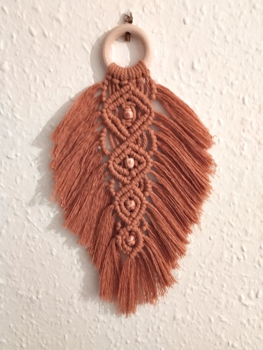 Macrame feather wall hanging , home decor, Boho, gift