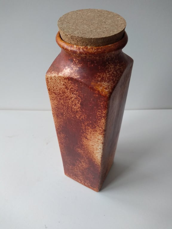 CERAMIC URN CONTAINER TALL DECORATIVE SQUARE  11 INS TALL X 3 INS WIDE