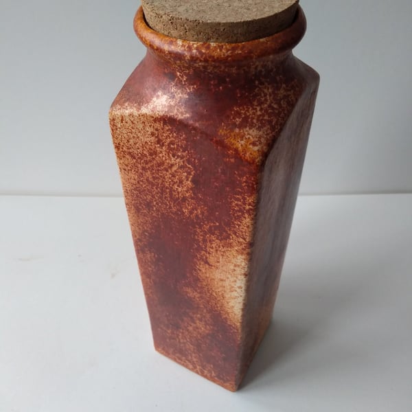 CERAMIC URN CONTAINER TALL DECORATIVE SQUARE  11 INS TALL X 3 INS WIDE