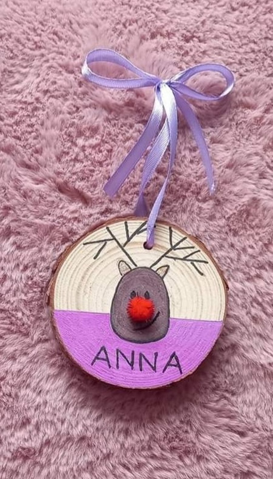 Personalised wooden reindeer tree decoration Folksy