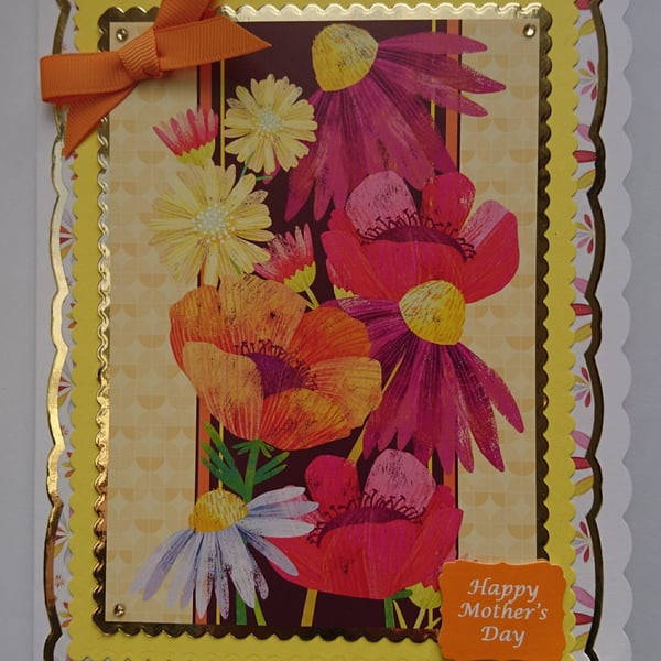 3D Luxury Handmade Card Happy Mother's Day Bright Modern Art Flowers