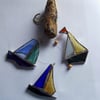 Recycled Stained Glass Boat Mobile, Multi Colour