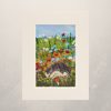 A Colourful Mounted Acrylic Painting of a Hedgehog. 8 x 6 inches.