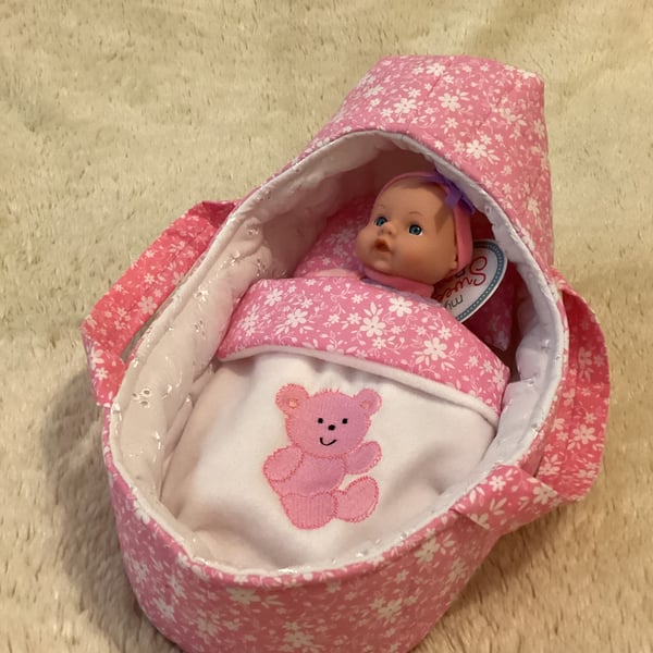 Small Doll's Carrycot with Free Doll