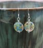 lampwork glass earrings green and blue - Image 3
