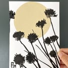 Garden Chives, shadow painting, original artwork, signed