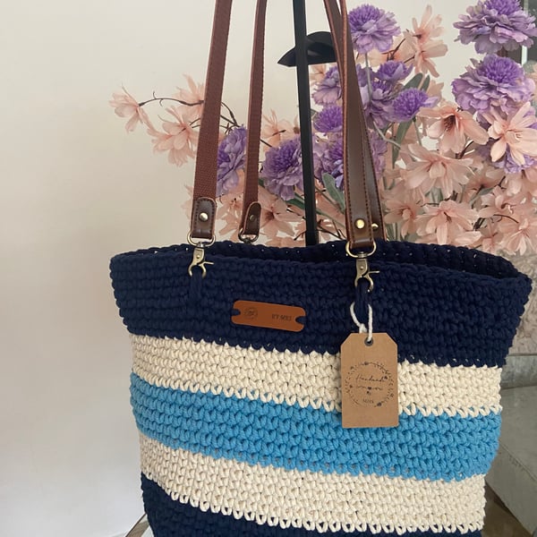 Handmade macrame crochet tote bag 