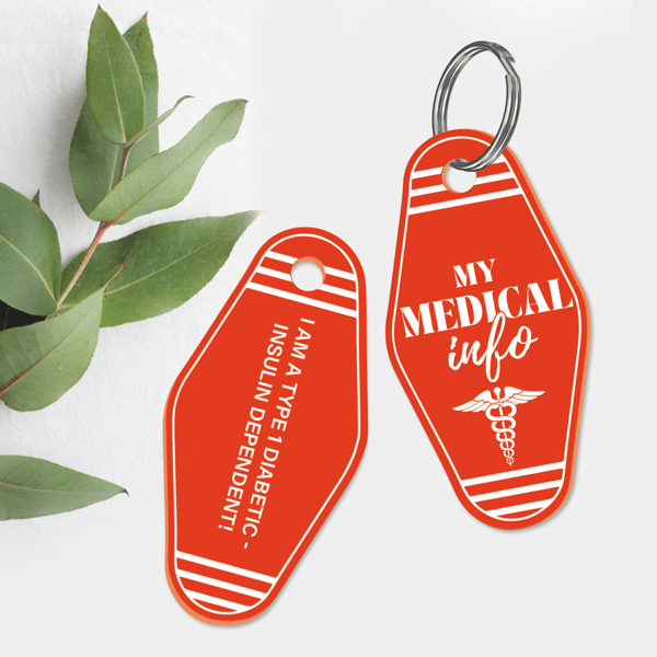 Medical Info Keyring - Script & Caduceus: Personalised Medical Information Alert